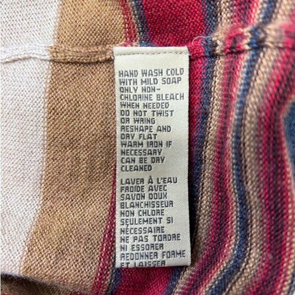 Jones New York Country Women’s VTG 90s Merino Wool Striped Cardigan Sweater L - Picture 6 of 8